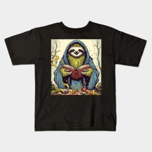 Retro Vintage Sloth Wizard Kids T-Shirt